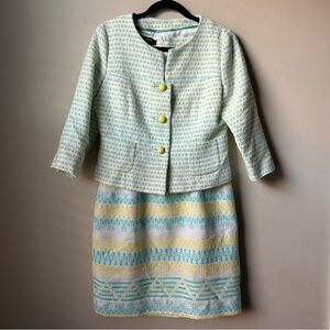 Laura Bernal dress & 3/4-sleeve tweed Cropped jacket Sz US 8 career-chic Classic